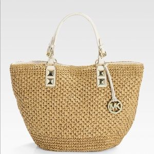 Michael Kors Santorini straw bag tote